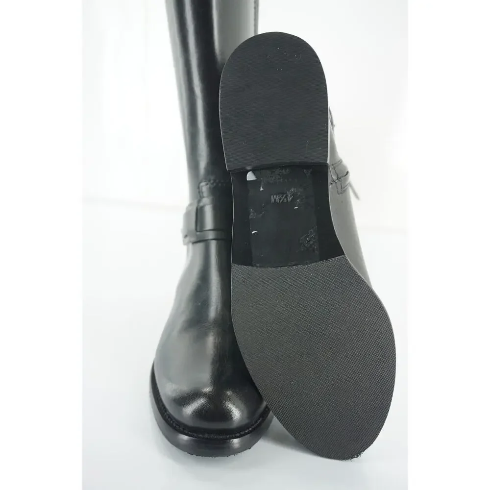 Tory Burch Derby Riding Boot Size 4.5 Ankle Strap Cut Out Logo